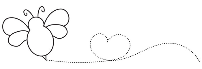 cartoon bee mascot. A small bees flying on a dotted route. Wasp collection. Vector characters. Incest icon. Template design for invitation, cards. Doodle style.  vector illustration. EPS 10