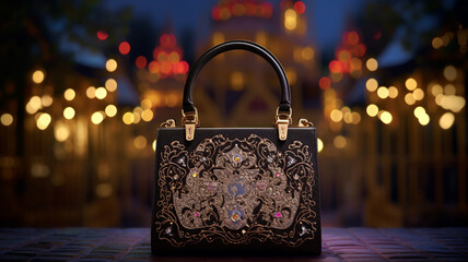  A trendy crossbody bag with vibrant Eid-inspired prints, adding a pop of color to the festive ensemble