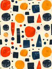 Abstract pattern design made out of basic rectangular and circular shapes