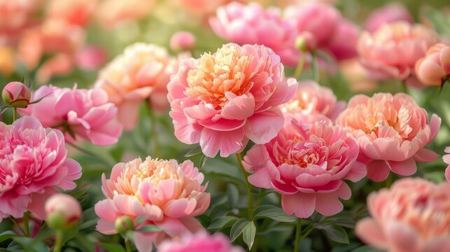 Pink flowers bloom in garden, adding color to natural environment