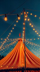 Obraz premium Circus tent with illuminations lights at night 