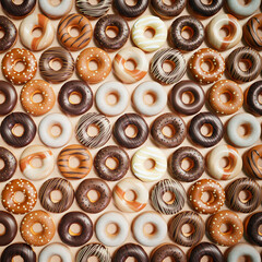 Colorful Assorted Gourmet Donuts Pattern - Overhead Seamless View