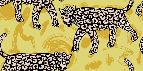 Vector animal print. Seamless leopard pattern design for fabric and textile, packaging, web and social media design
