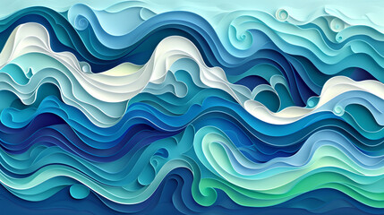 Soothing Ocean Waves - Abstract Fluid Art Vector Illustration