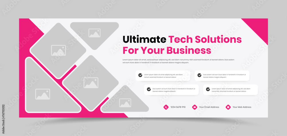 Wall mural multipurpose ads presentation corporate business web banner with multiple image placeholder