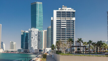 Fototapeta na wymiar Panoramic timelapse view of business bay and downtown area of Dubai