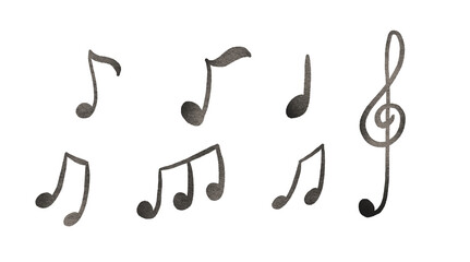 Set of musical notes. Isolated hand drawn illustration