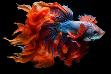 Fototapeta premium Fancy fighting fish are native to Thailand and are commonly raised for their beauty.
