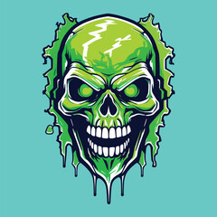 Fototapeta premium vector art editable of crazy green skull head