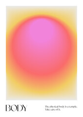 Positive Aura Gradient poster. Y2k style blurred gradient. Body aura aesthetic. Colourful spiritual poster. Trendy wall art. Futurism vector art. Red, pink, yellow. Print, wallpaper, web template.