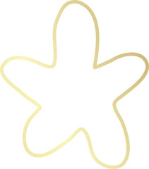 Set of golden stars in doodle style