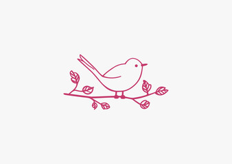 Cute bird logo design vector icon flat illustration