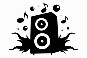 Abstract black silhouette musical bass speaker illustration vector 