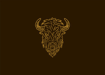 Bison logo design vector icon flat illustration