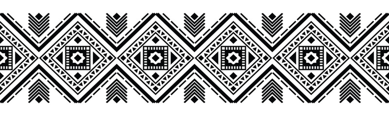 Ethnic border ornament vector illustration. Geometric ethnic oriental seamless pattern. Native American Mexican African Indian tribal style. Design border, textile, fabric, clothing, carpet, batik.