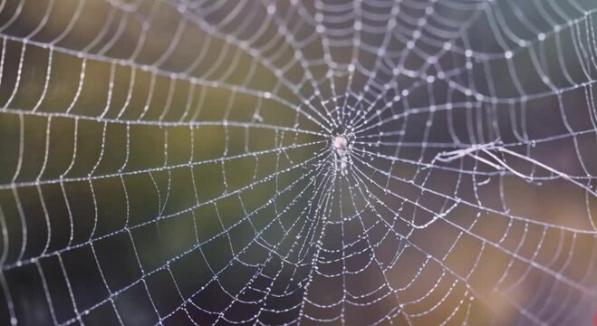 3d view of sticky spider web in nature