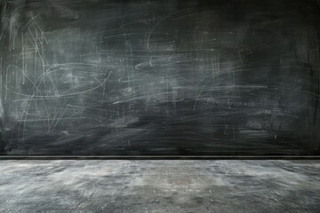 Empty classroom with chalkboard for your design. Blackboard background.