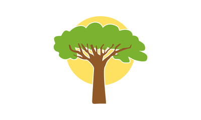 Tree and sun illustration design vector