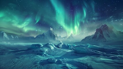 Naklejka premium Luminous Sky With Green and Blue Lights