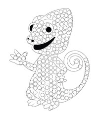 Dot chameleon coloring book page for kids and adults