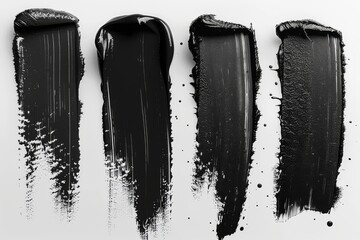 Brush strokes with black spots on a white background. - obrazy, fototapety, plakaty