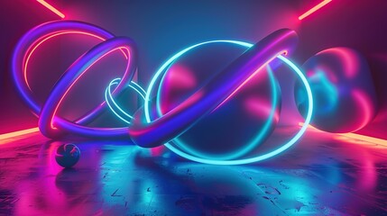  Abstract shape vibrant neon light 