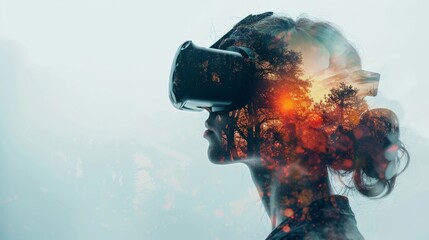 The virtual reality headset allows users to experience a surreal metaverse, where a futuristic digital world blurs the lines between reality and imagination. - obrazy, fototapety, plakaty