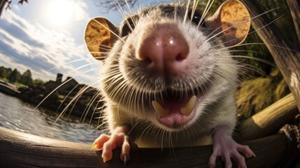 Close-up selfie portrait of a rat. - 767110696