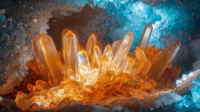 Un art de papel tapiz de una caverna de cristal brillante con miles de puntos de luz.