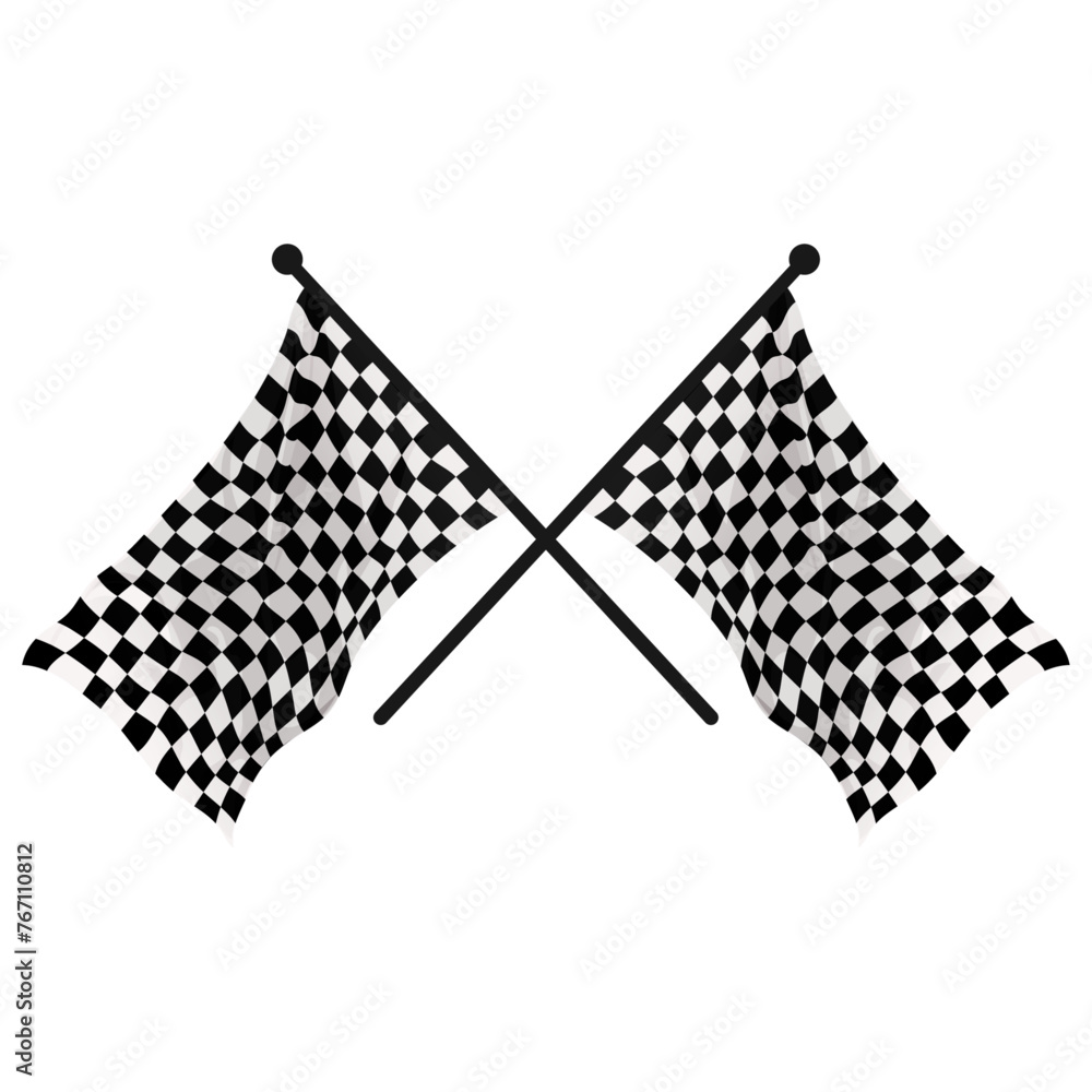 Poster two crossed racing flags. vector developing racing flags for formula 1, competitions. checkered raci