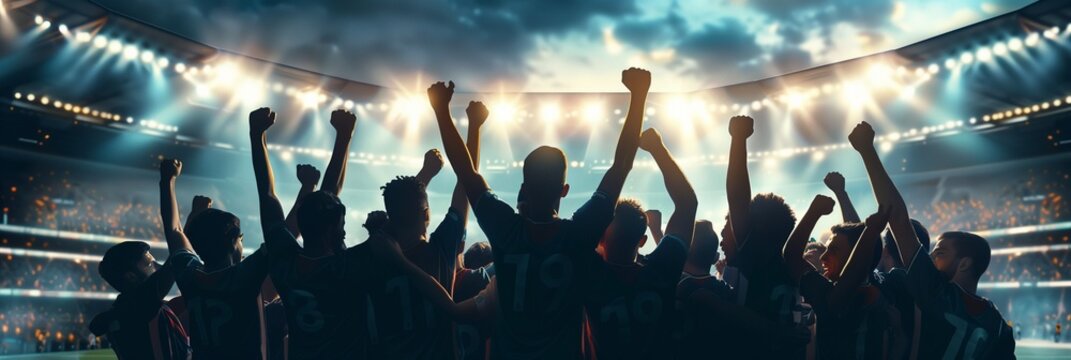 sportsman team group celebrating the victory