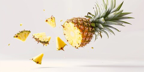 Pineapple slices with a white background.