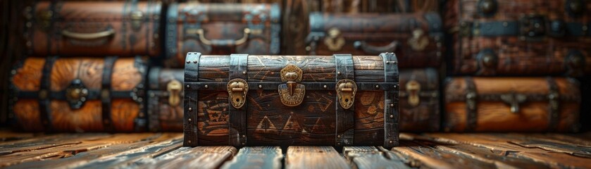 realistic work of imagination from the cedar chests filled with treasures. - obrazy, fototapety, plakaty