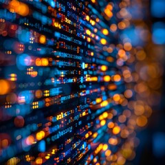 A close-up shot of programming code blurred in bokeh style creates a captivating visual effect, perfect for tech-themed designs. - obrazy, fototapety, plakaty