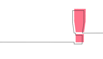 One continuous line drawing of exclamation mark. Single line icon.