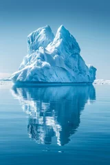 Raamstickers Icy blue glaciers peacefully drifting on the tranquil arctic ocean © tonstock