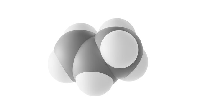 propylene molecule, propene, molecular structure, isolated 3d model van der Waals