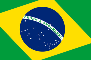 Fototapeta premium Brazil flag - rectangular cutout of rotated vector flag.