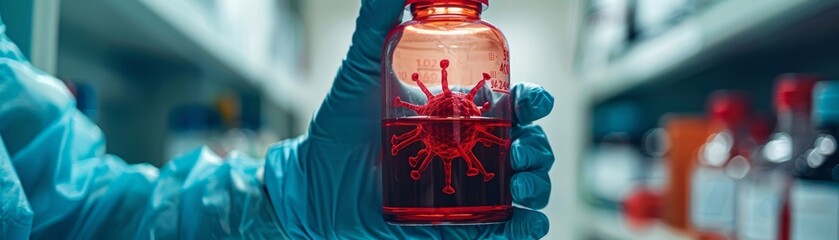 A detailed image showcasing the careful handling of a hazardous substance within a laboratory setting, following strict safety measures to prevent any potential risks - obrazy, fototapety, plakaty
