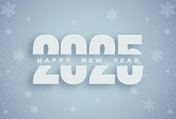 Happy New Year 2025. Vector illustration of a paper cut holiday with sparkling confetti particles. A festive event banner. Decoration elements for poster or cover designs.
