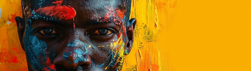 Contemporary artwork inspired by African traditions. Unique artistic expression. Modern representation of cultural heritage. Artificial intelligence interpretation. - obrazy, fototapety, plakaty