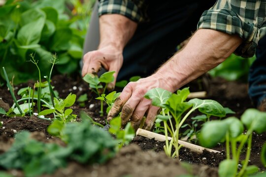 gardener demonstrating planting techniques