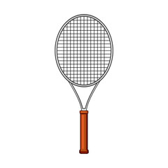 court tennis racket cartoon. sport symbol, equipment outline, strings championship court tennis racket sign. isolated symbol vector illustration