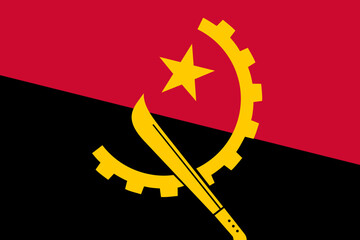 Angola flag - rectangular cutout of rotated vector flag.