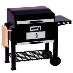 BBQ Grill for camping , stainless steel BBQ grill on transparent background , 3D Rendering