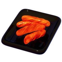 BBQ Grill for camping , Juicy sausages sizzling on transparent background , 3D Rendering