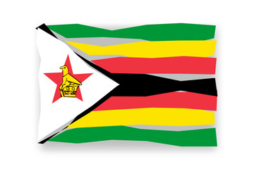 Zimbabwe flag  - stylish flag mosaic of colorful papercuts. Vector illustration with dropped shadow isolated on white background