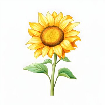 D Cartoon Sunflower Radiating Pastel Watercolor Tones