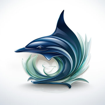 Delfín, logotipo múltiples, azules, saltando del agua, forma circular, símbolo relacionado al mundo acuático, parques temáticos, industria pesquera,
