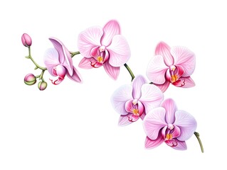 Fototapeta na wymiar Pastel Watercolor D Cartoon Orchid A Captivating Blooming Flower Masterpiece